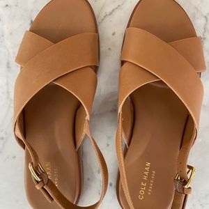 Cole Haan Fernanda crisscross sandal pecan leather
